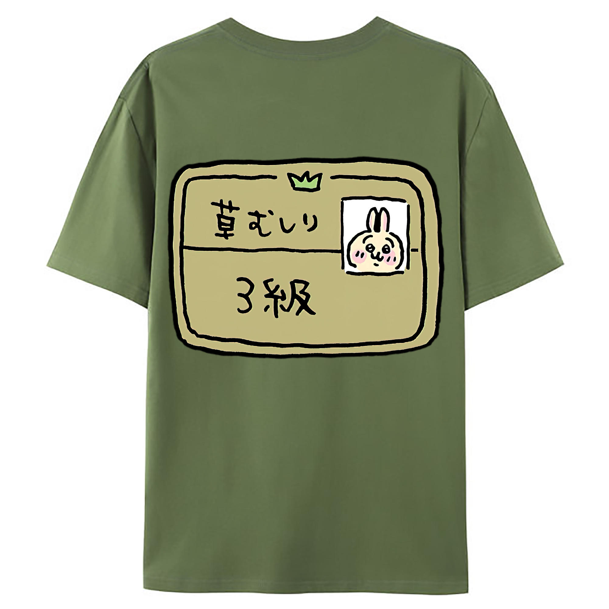 （画像用） ちいかわ うさぎ Chii-kawa usagi 綿100％ メンズ半袖Tシャツ（バックプリント） 通気性